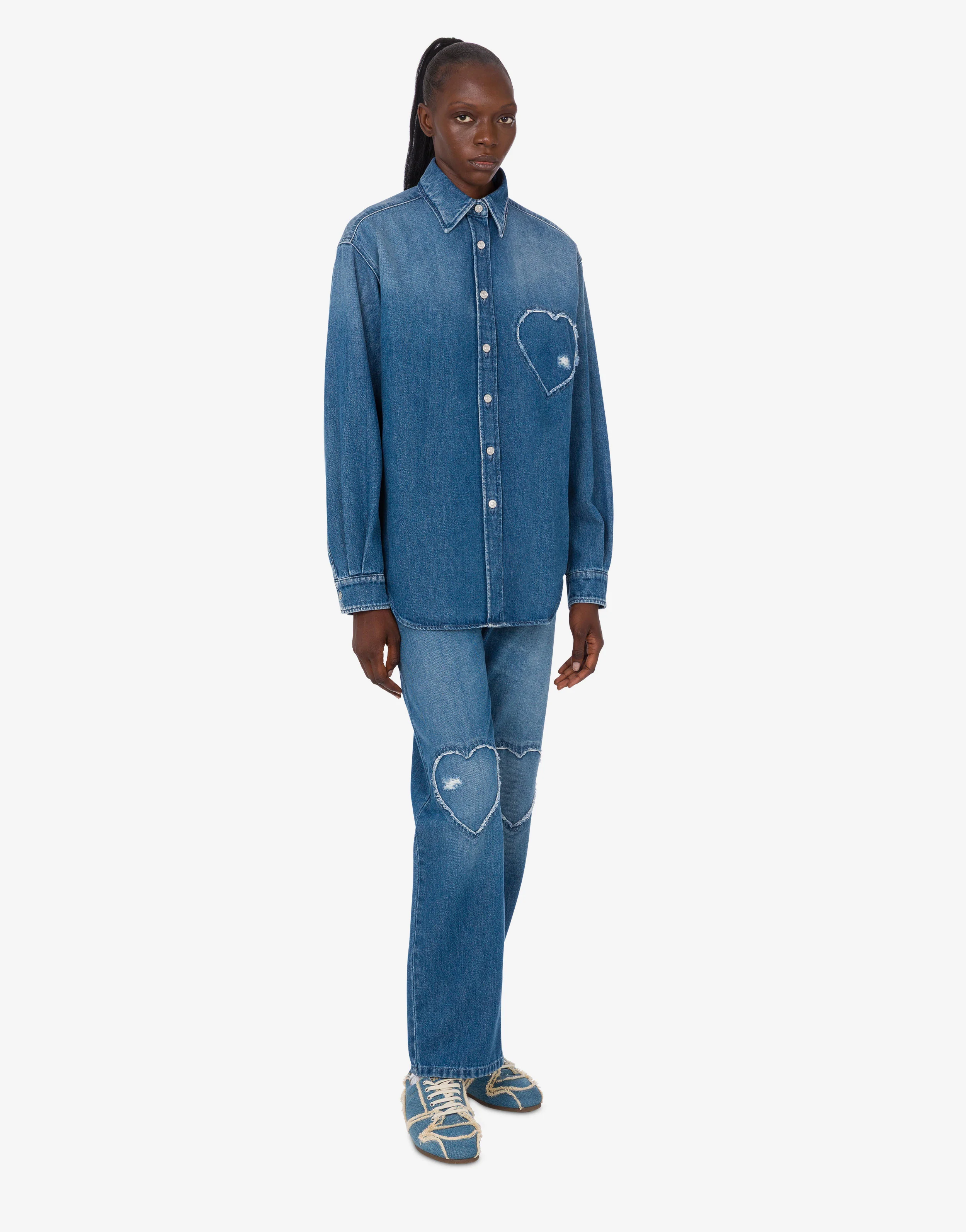 Blue cotton denim shirt - Image 3