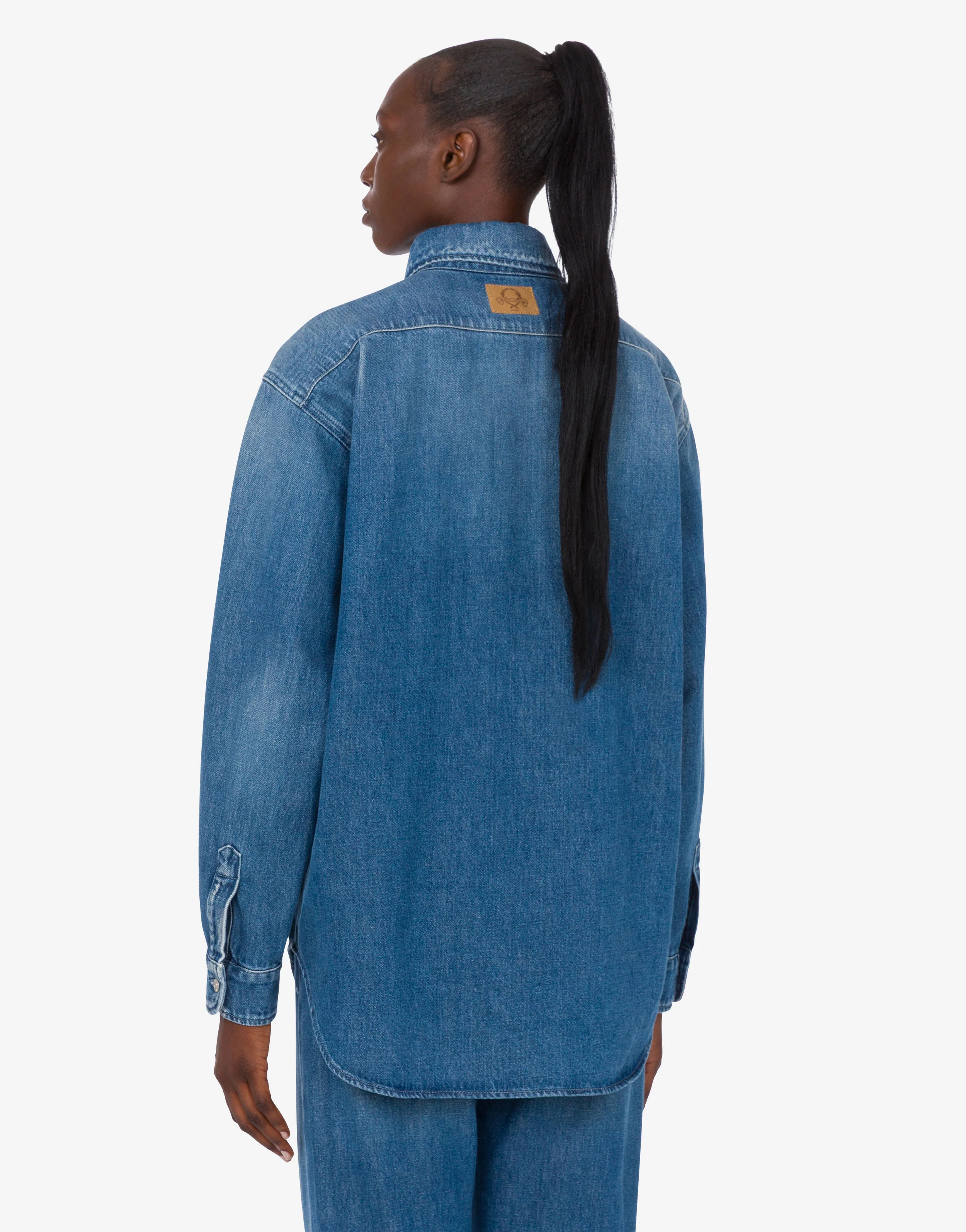Blue cotton denim shirt - Image 4