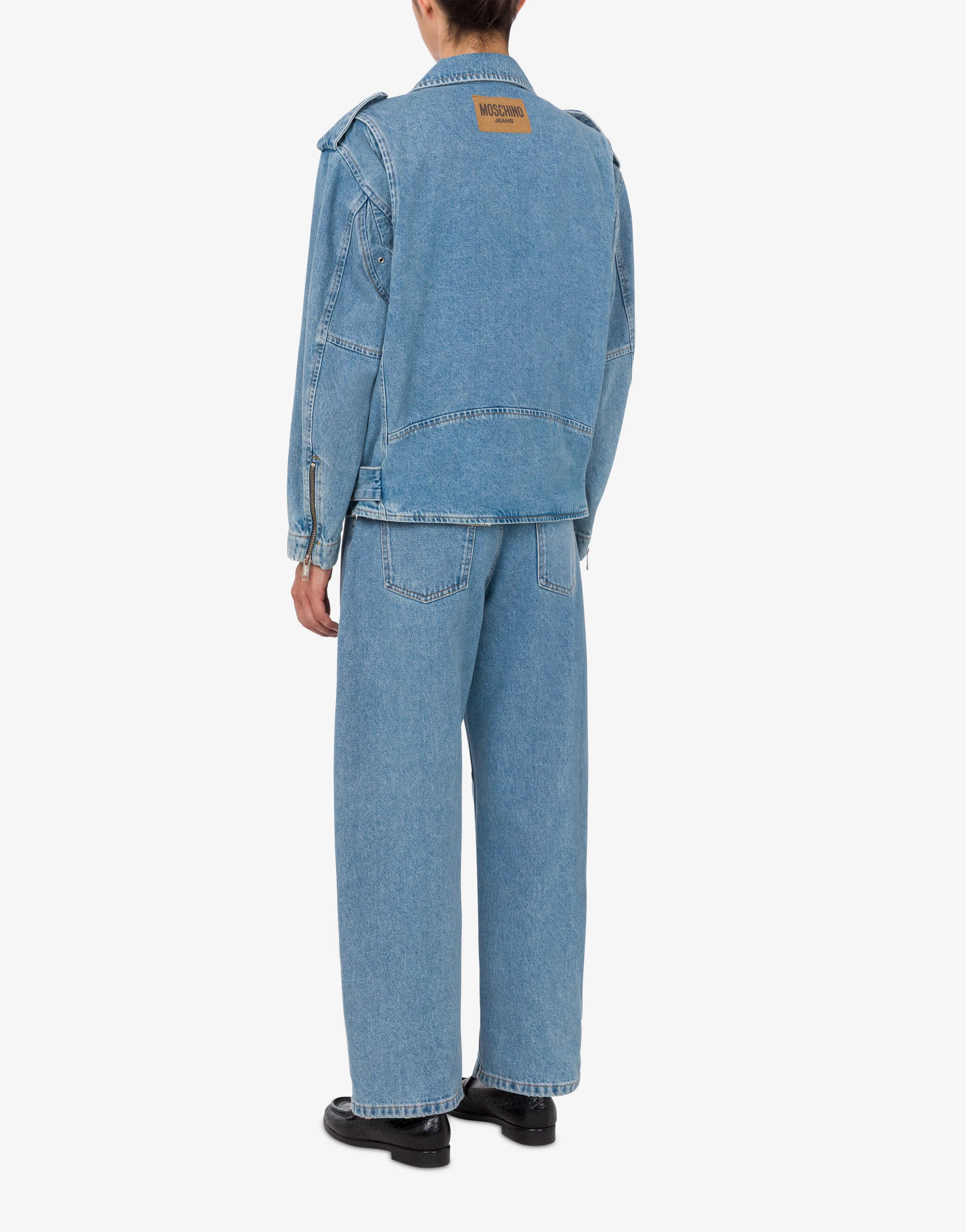 Cotton denim biker jacket - Image 3