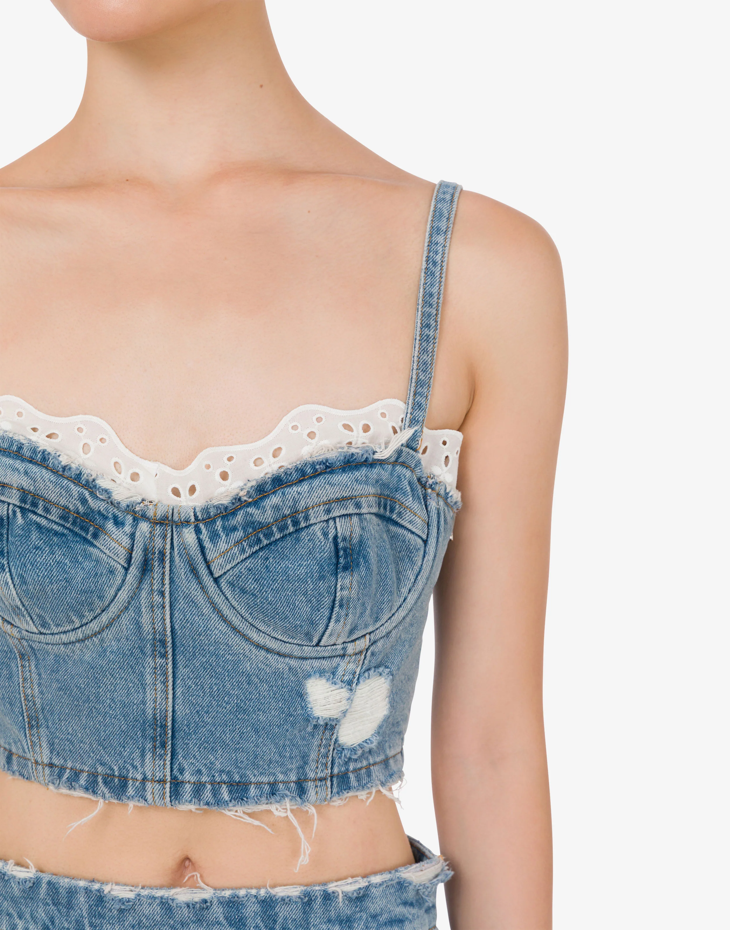 Cotton denim crop top - Image 4