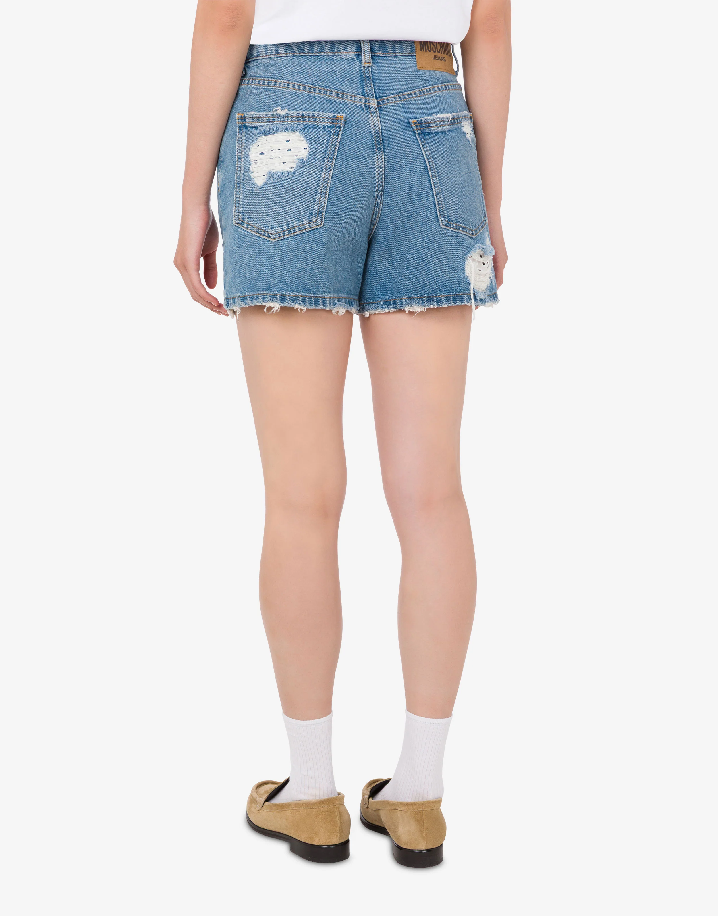 Cotton denim shorts - Image 3