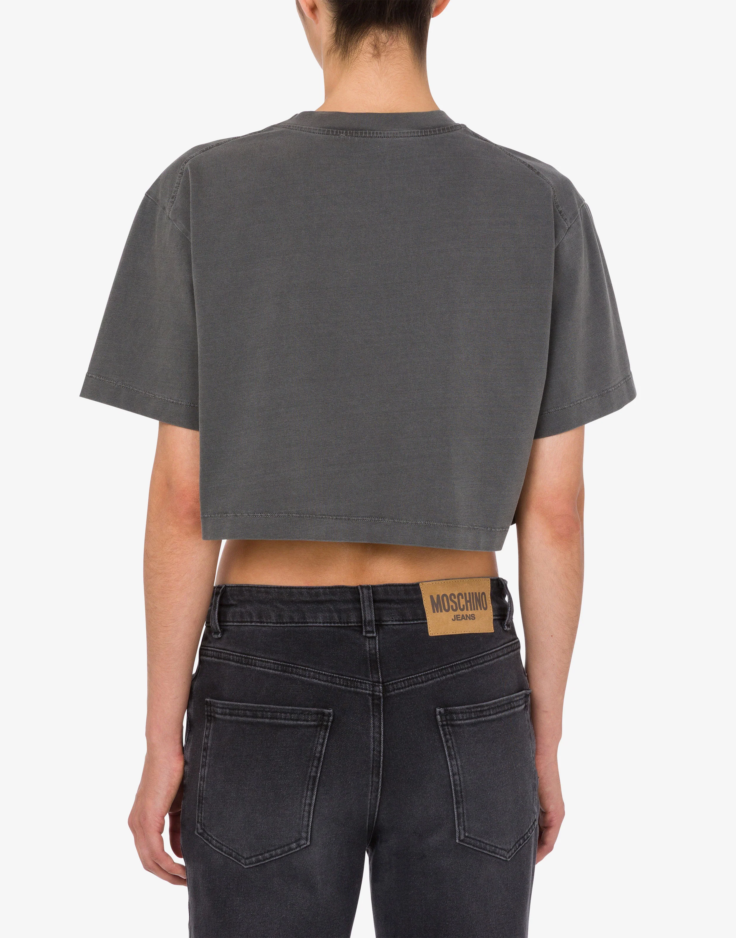 Embroidered cotton jersey crop top - Image 3