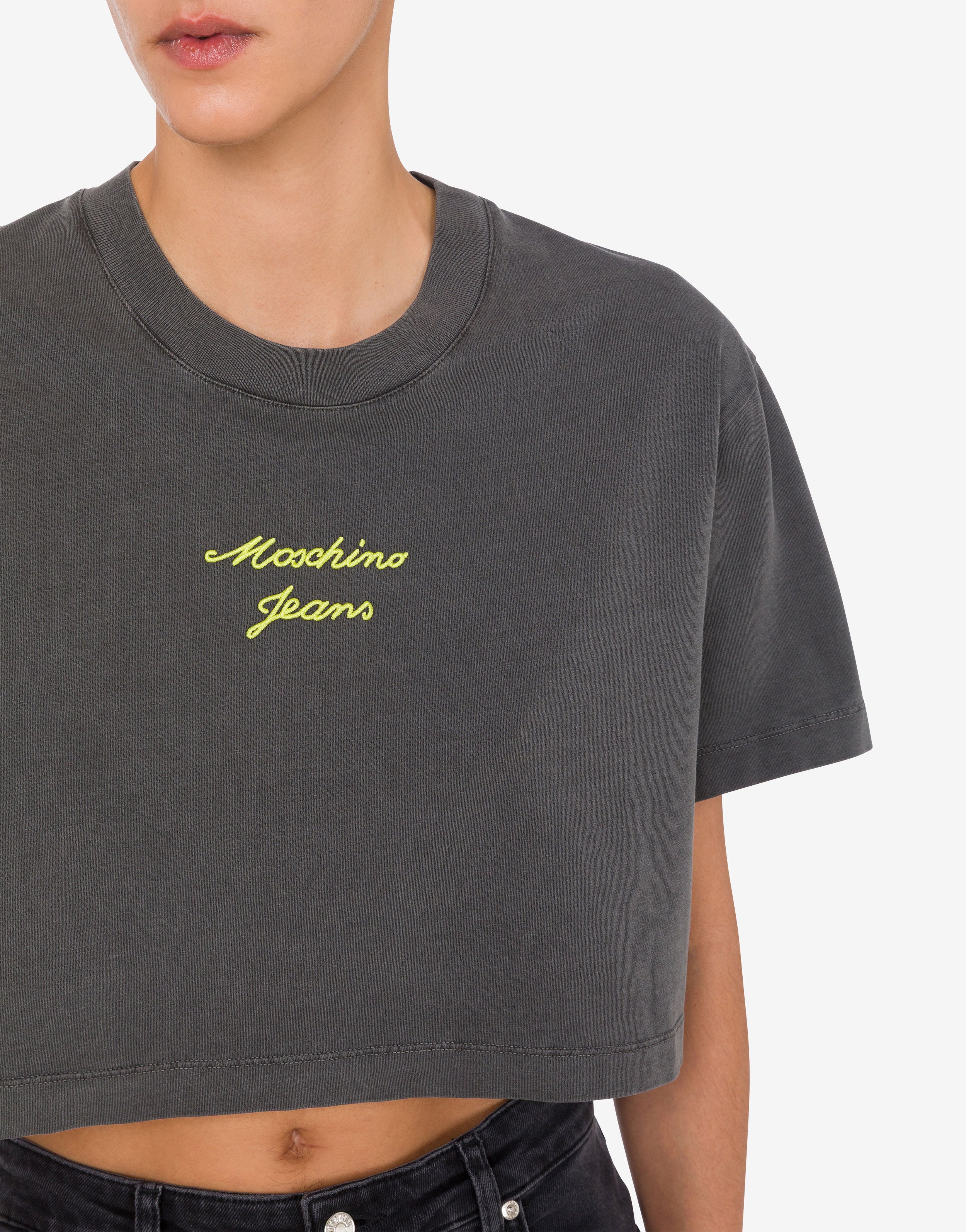 Embroidered cotton jersey crop top - Image 4
