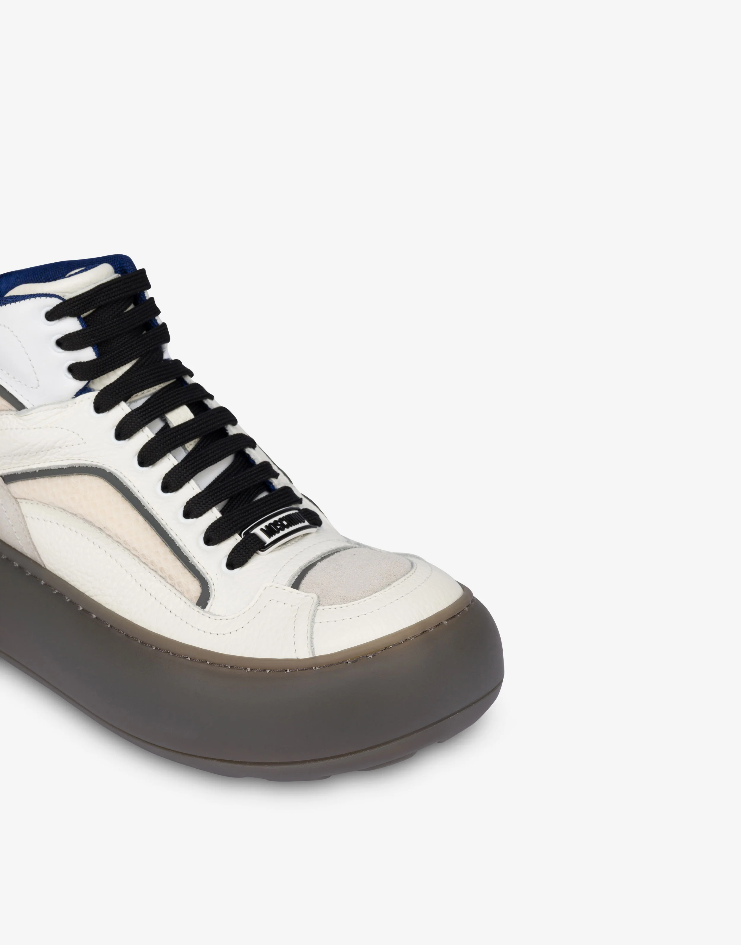 High-top sneakers in mesh, calfskin, and suede - Image 4