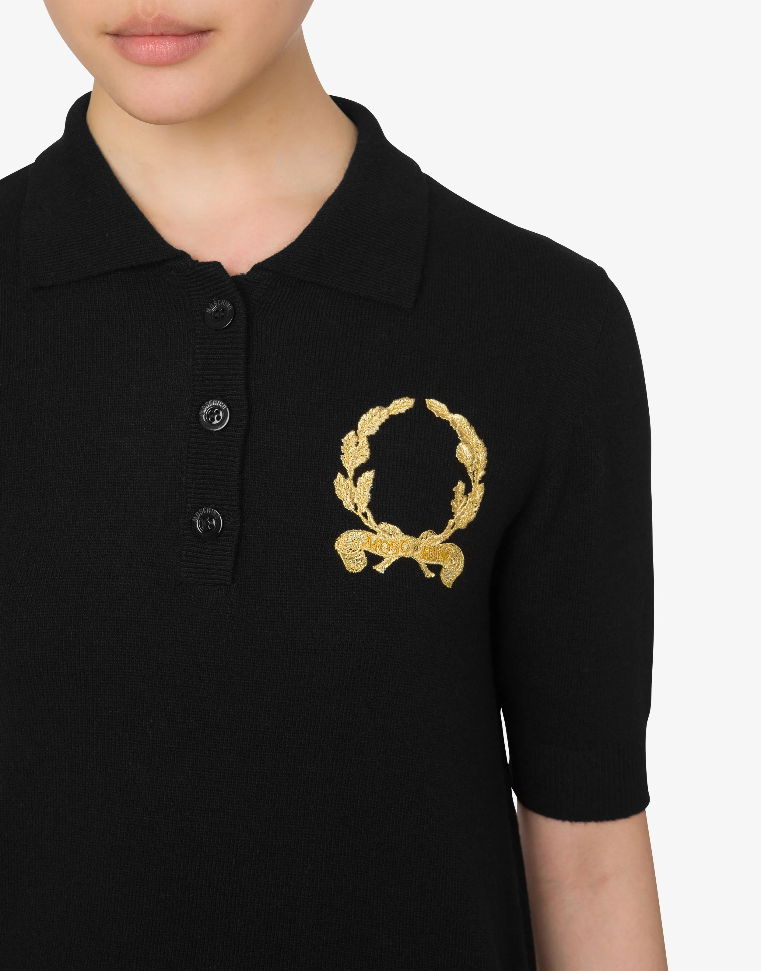 Knit Polo Shirt Laurel Crown Logo - Image 4