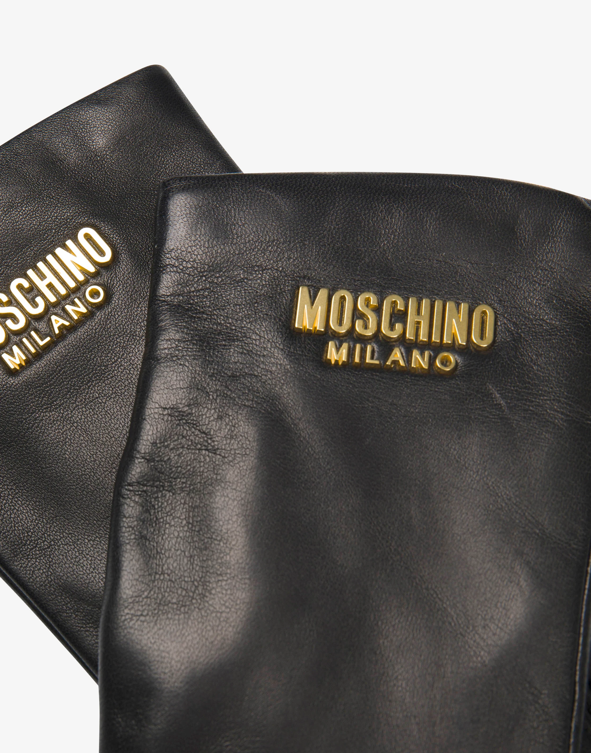 Leather gloves with logo - Image 2