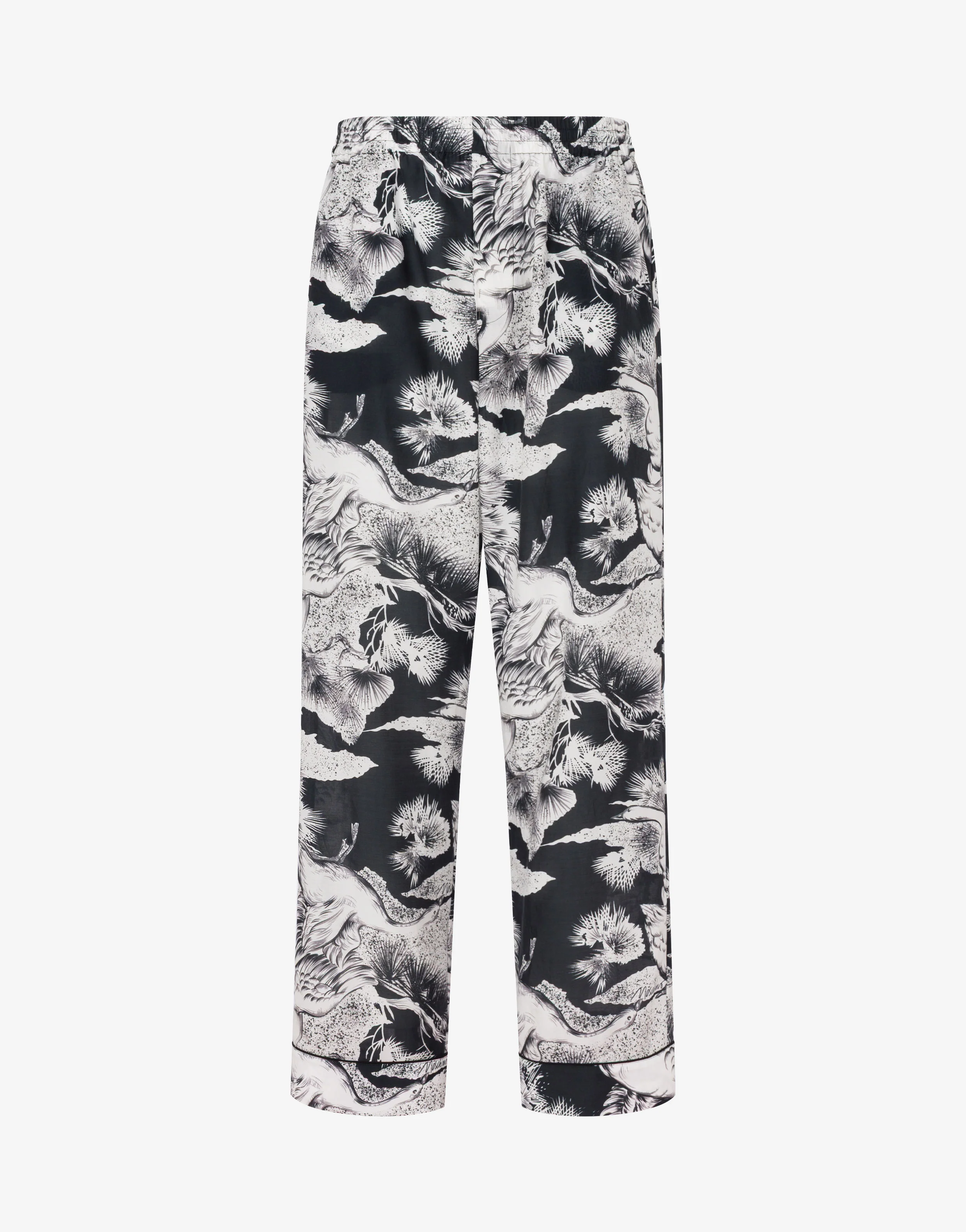 Lightweight cotton poplin pants with goose print - Image 5