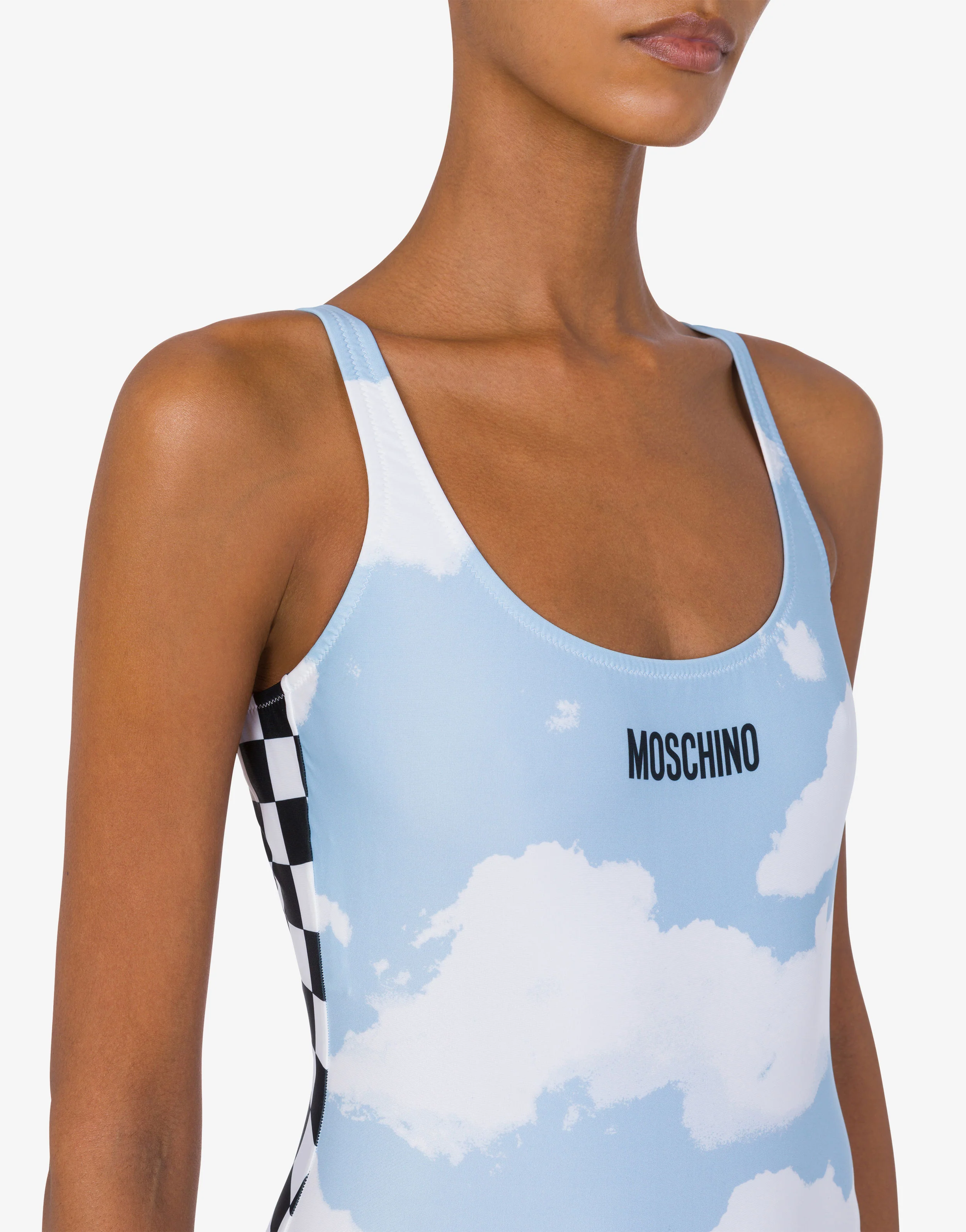 One-piece swimsuit Clouds and Check - Image 4