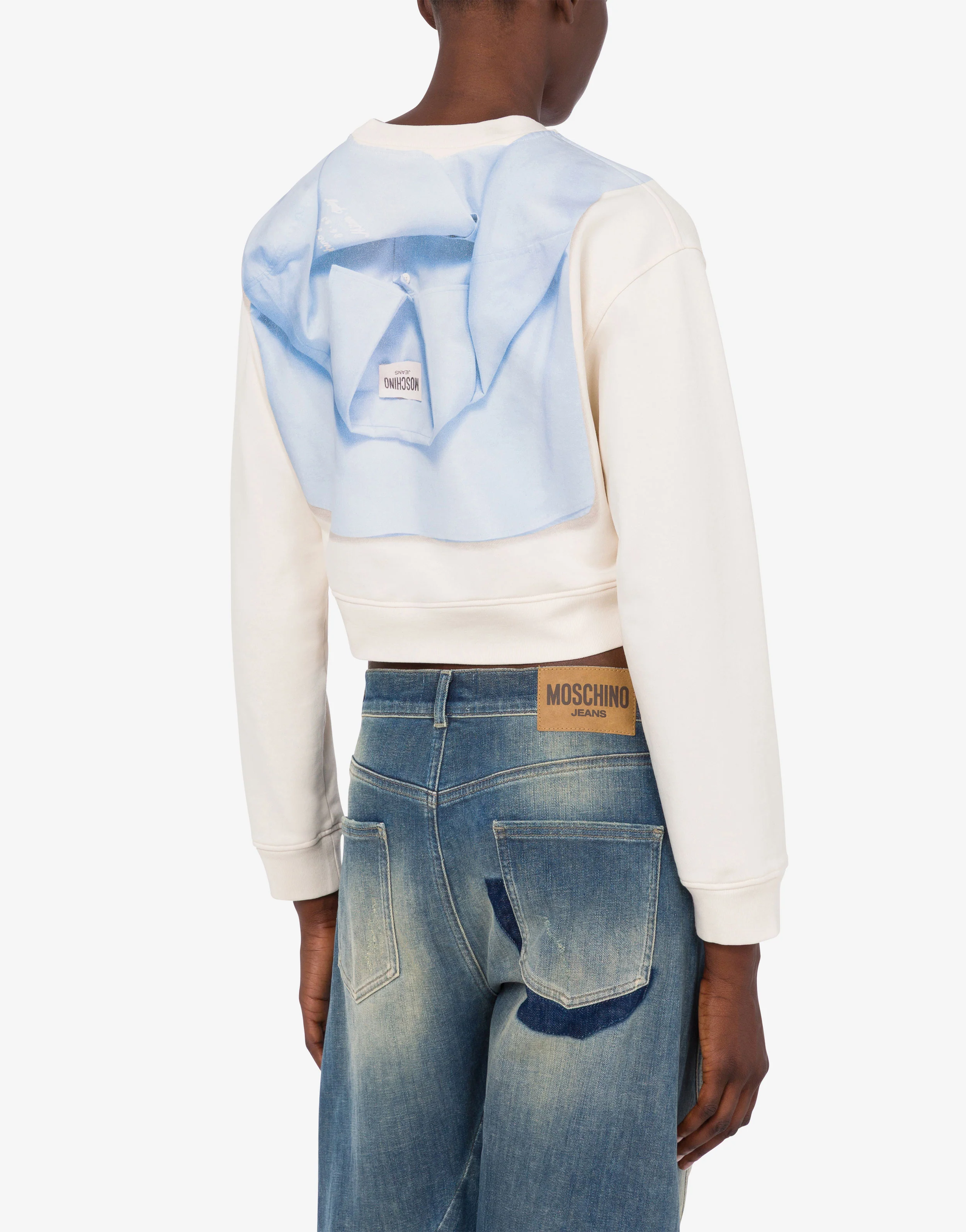 Printed cotton crop sweatshirt - Image 3
