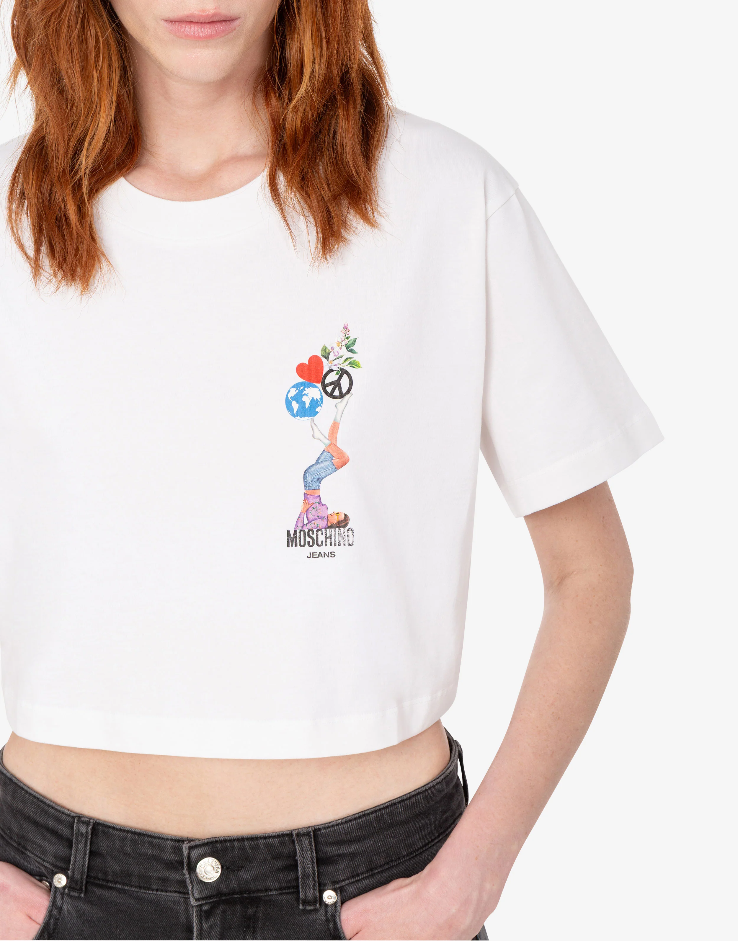 Printed cotton jersey crop top - Image 4