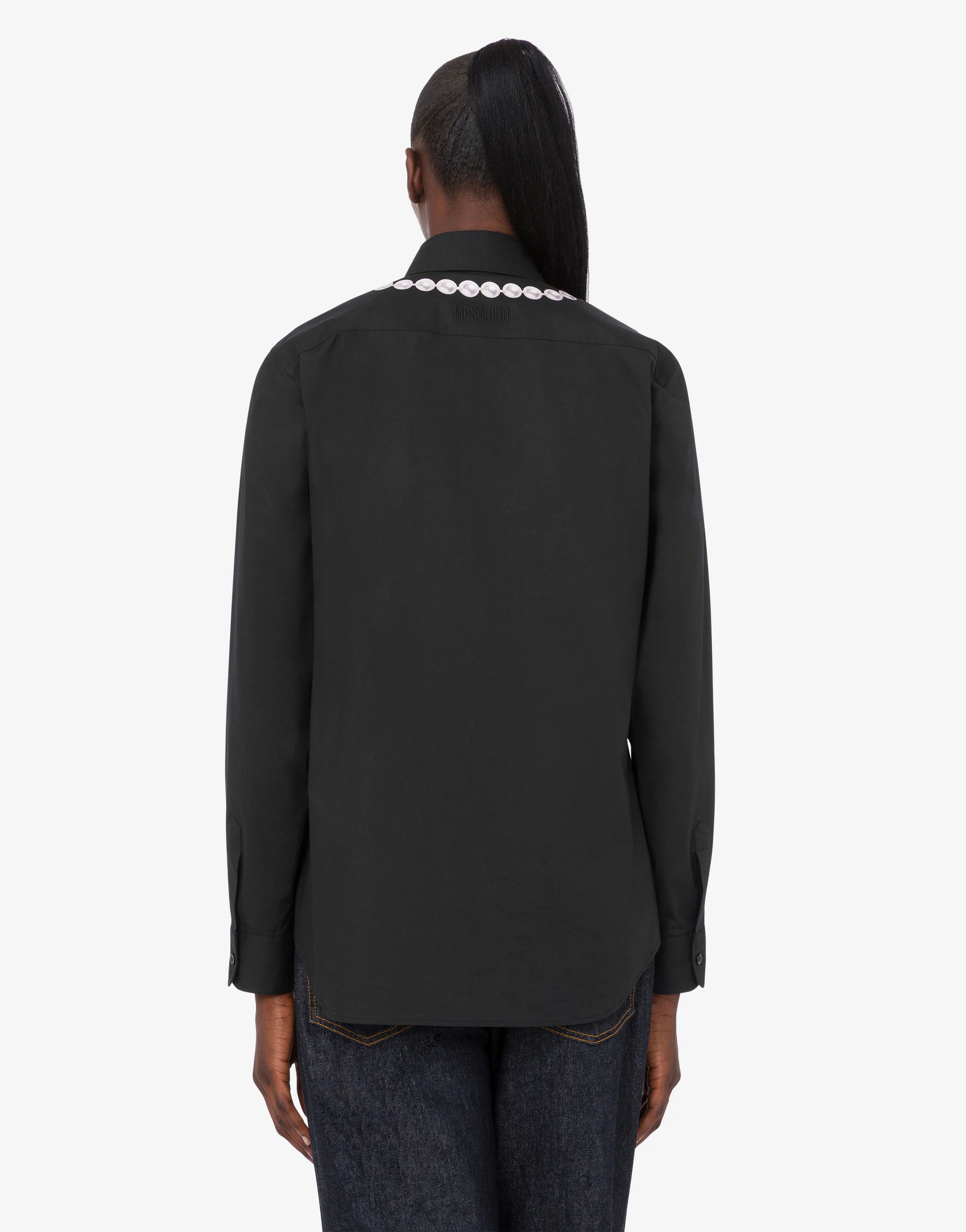 Printed stretch cotton poplin shirt - Image 4