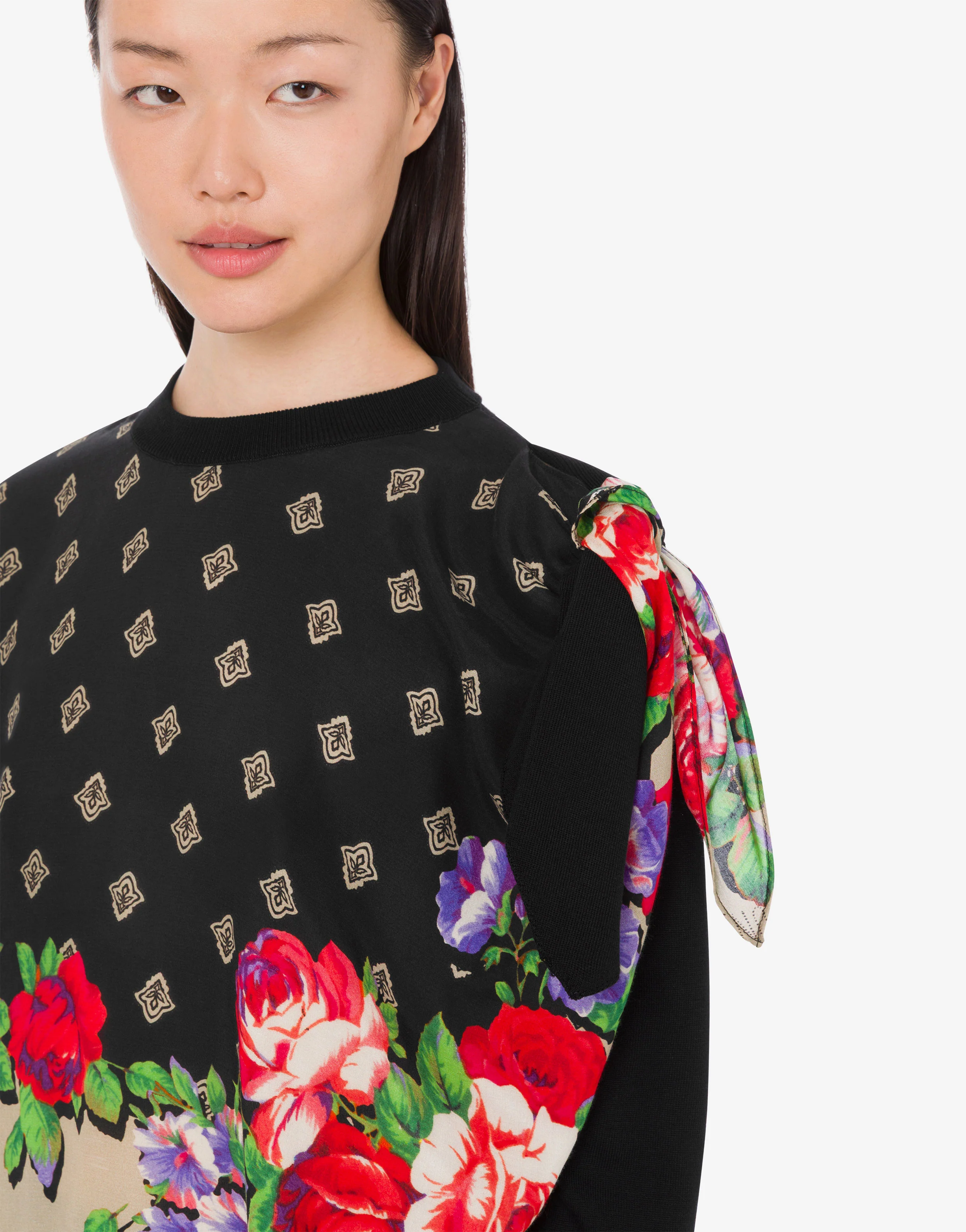 Pure cotton and silk blend printed pullover - Image 2