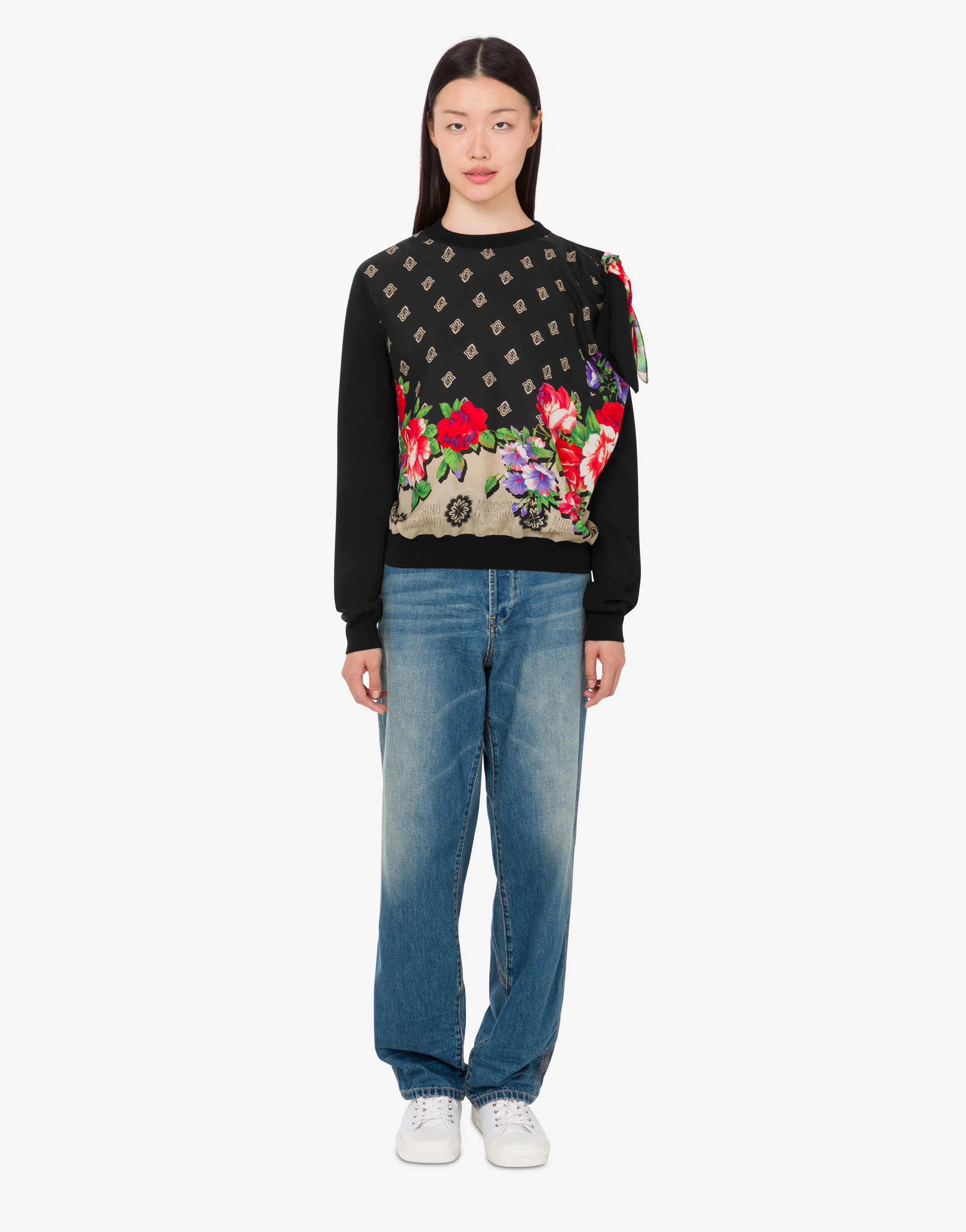 Pure cotton and silk blend printed pullover - Image 3