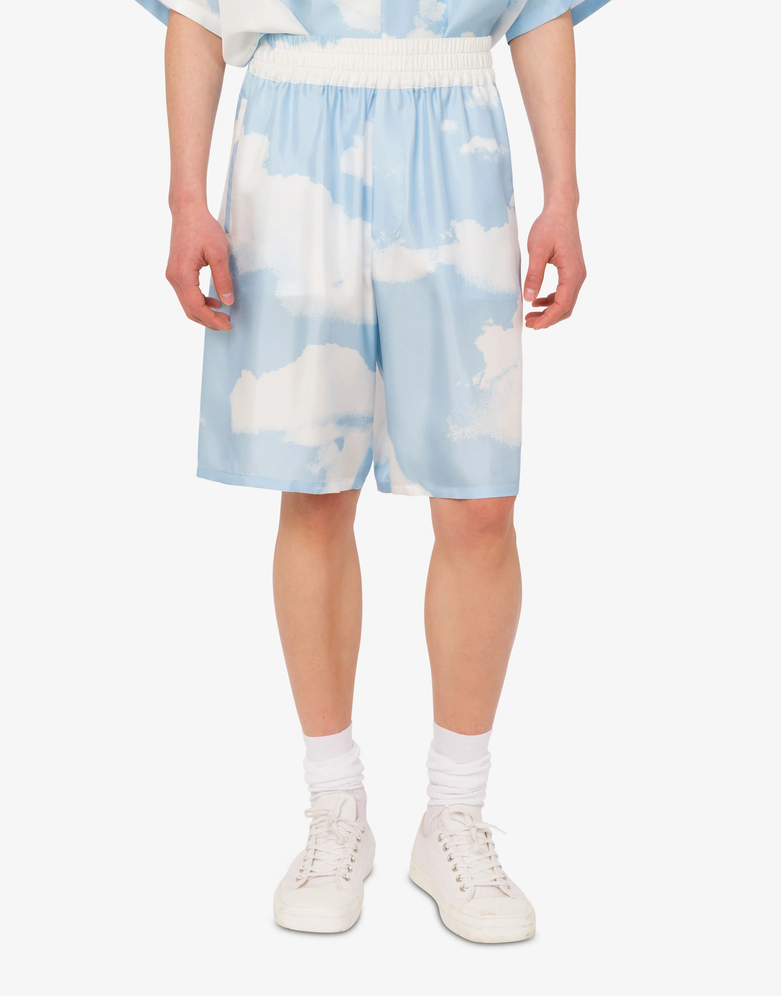 Silk twill bermuda shorts Archive Clouds - Image 3