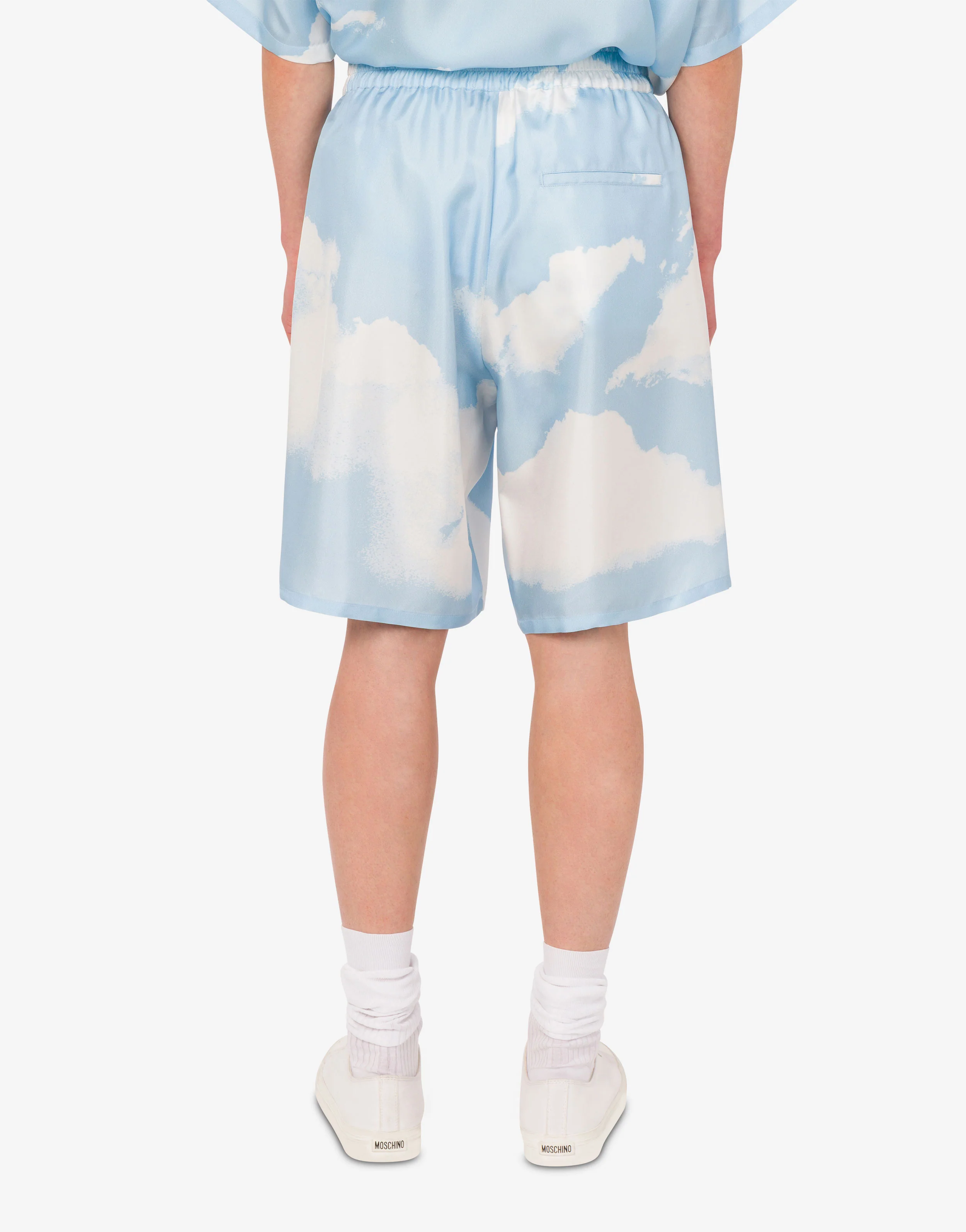 Silk twill bermuda shorts Archive Clouds - Image 4