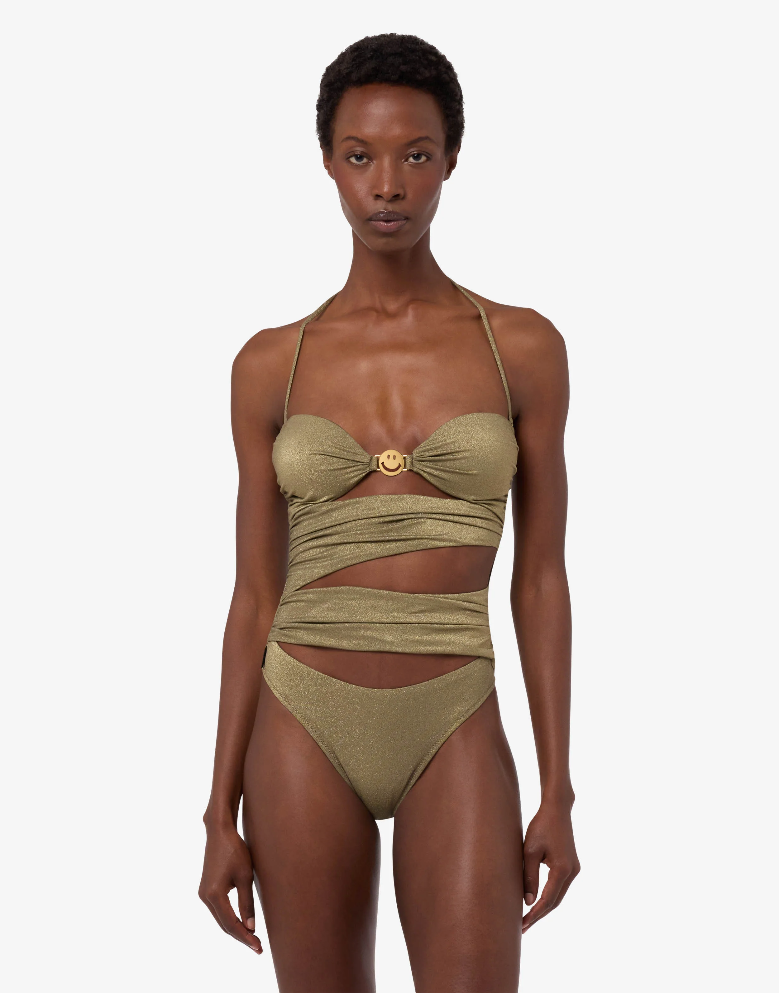 Smiley® lurex jersey one-piece swimsuit