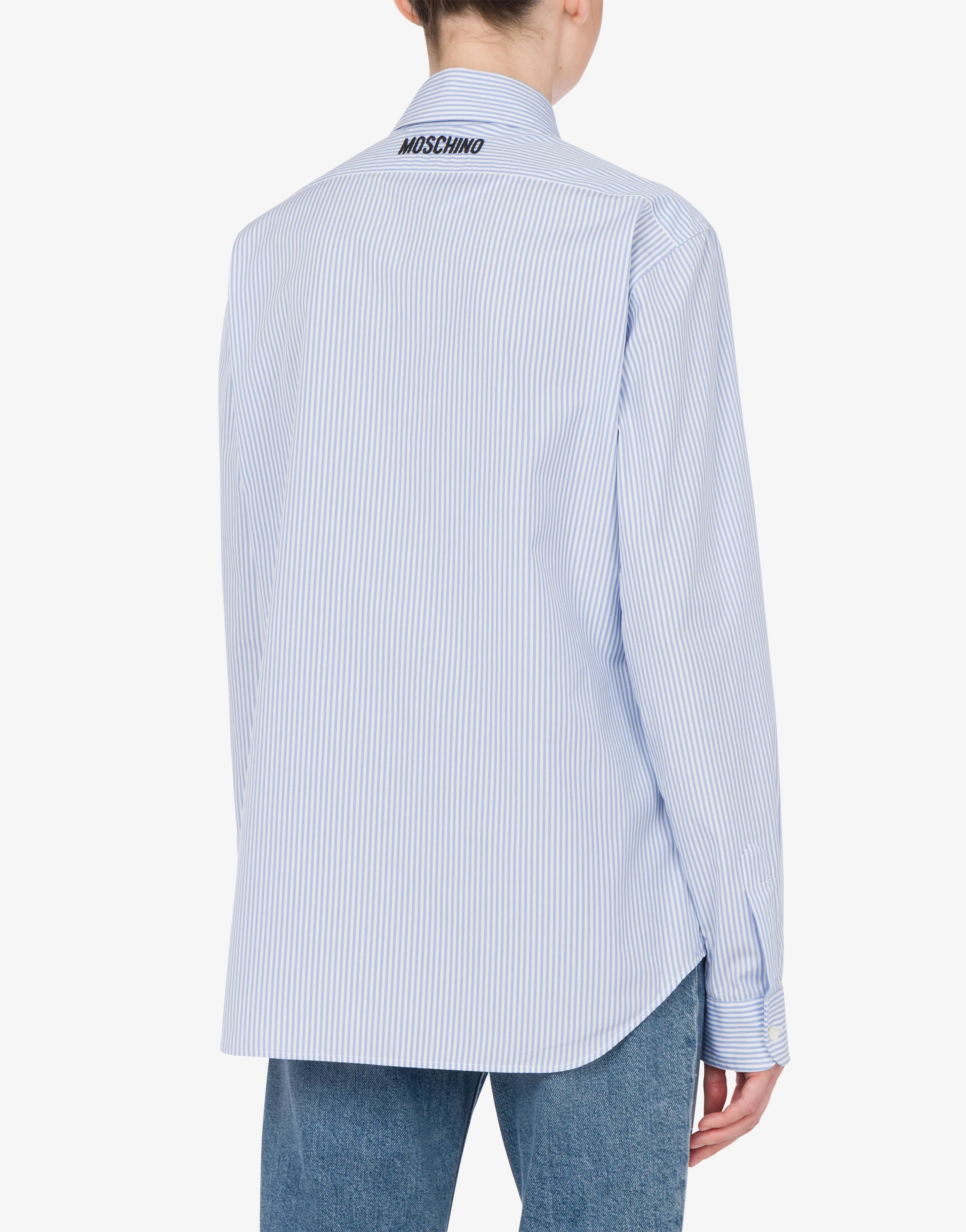 Striped Poplin Shirt Goose Embroidery - Image 3
