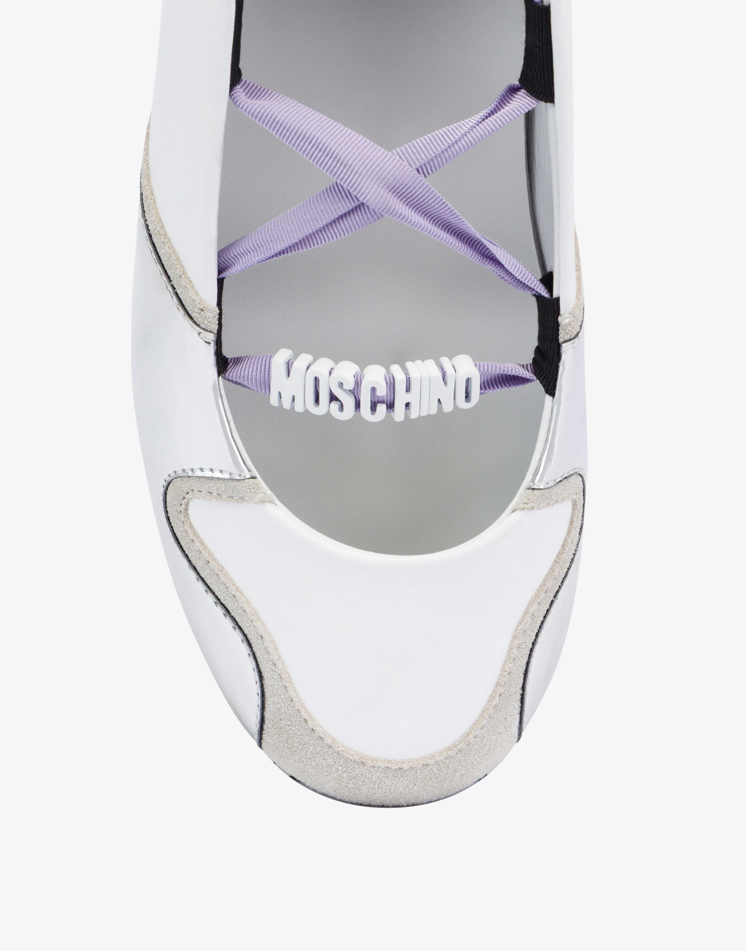Suede ballet flats with mirror effect details - Image 4