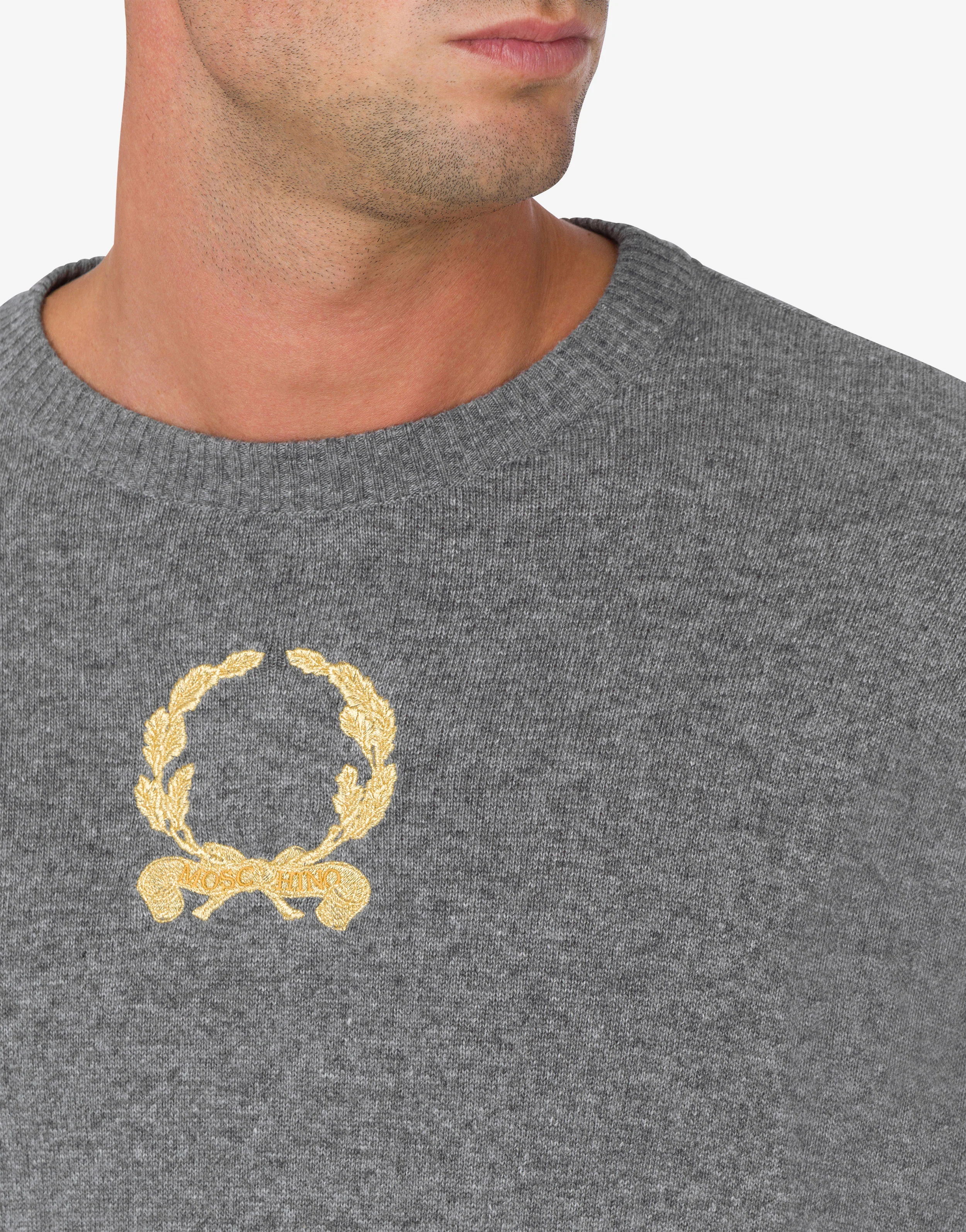Wool and Cashmere Pullover Laurel Crown Embroidery - Image 4