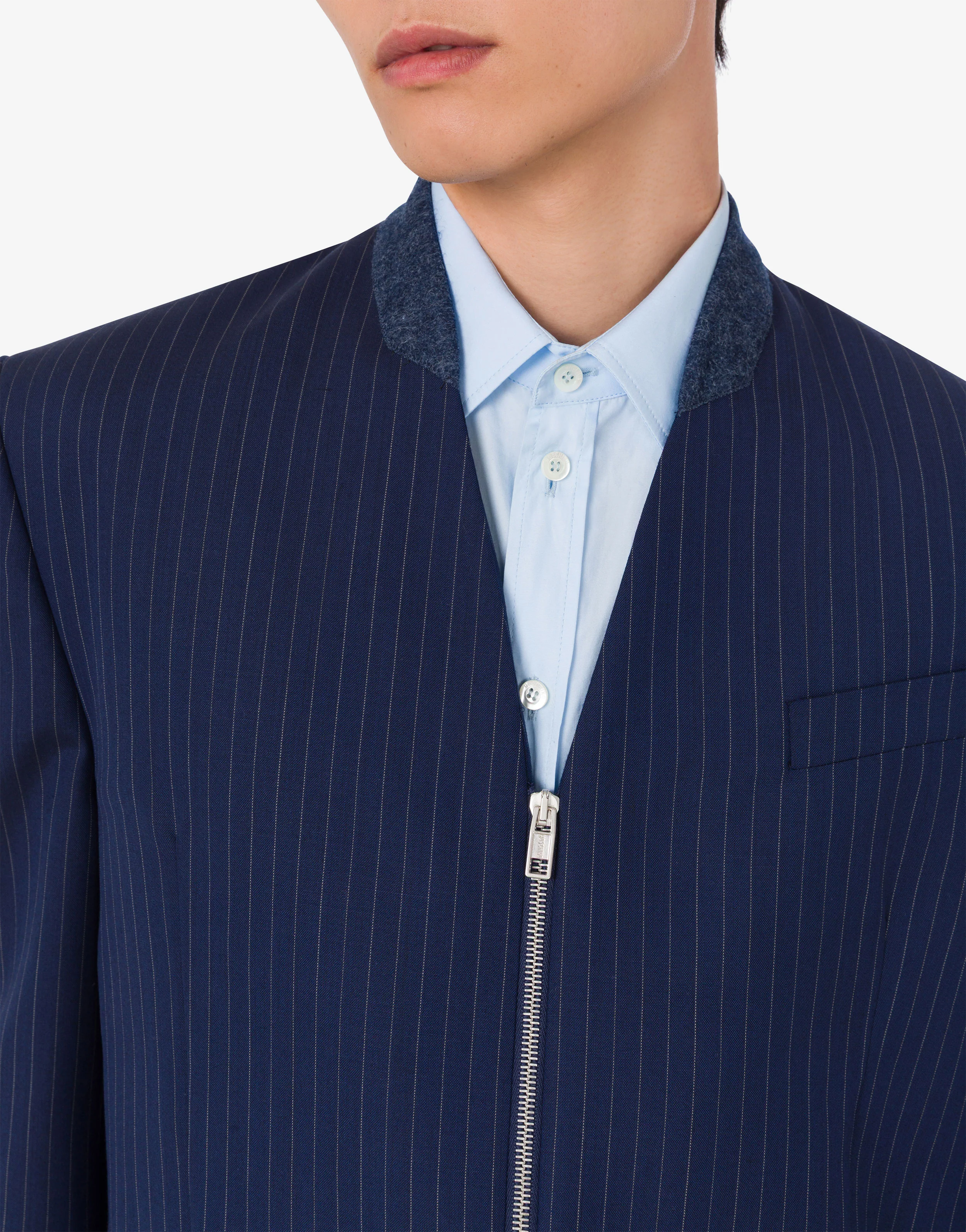 Yarn-dyed pinstriped wool jacket - Image 3